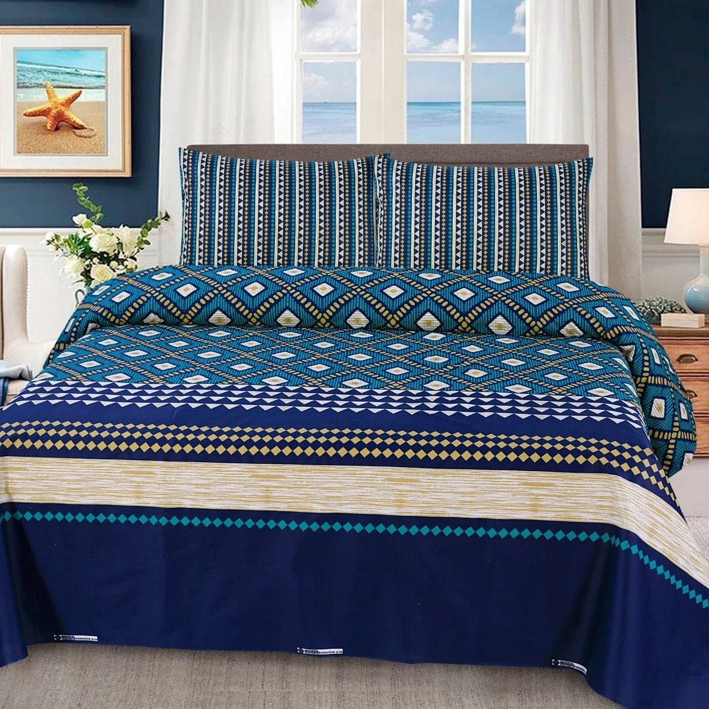 Oceanic Harmony cotton bedsheet