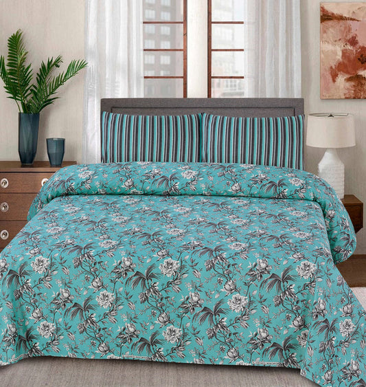 Comfy Aqua Cotton Bedsheet