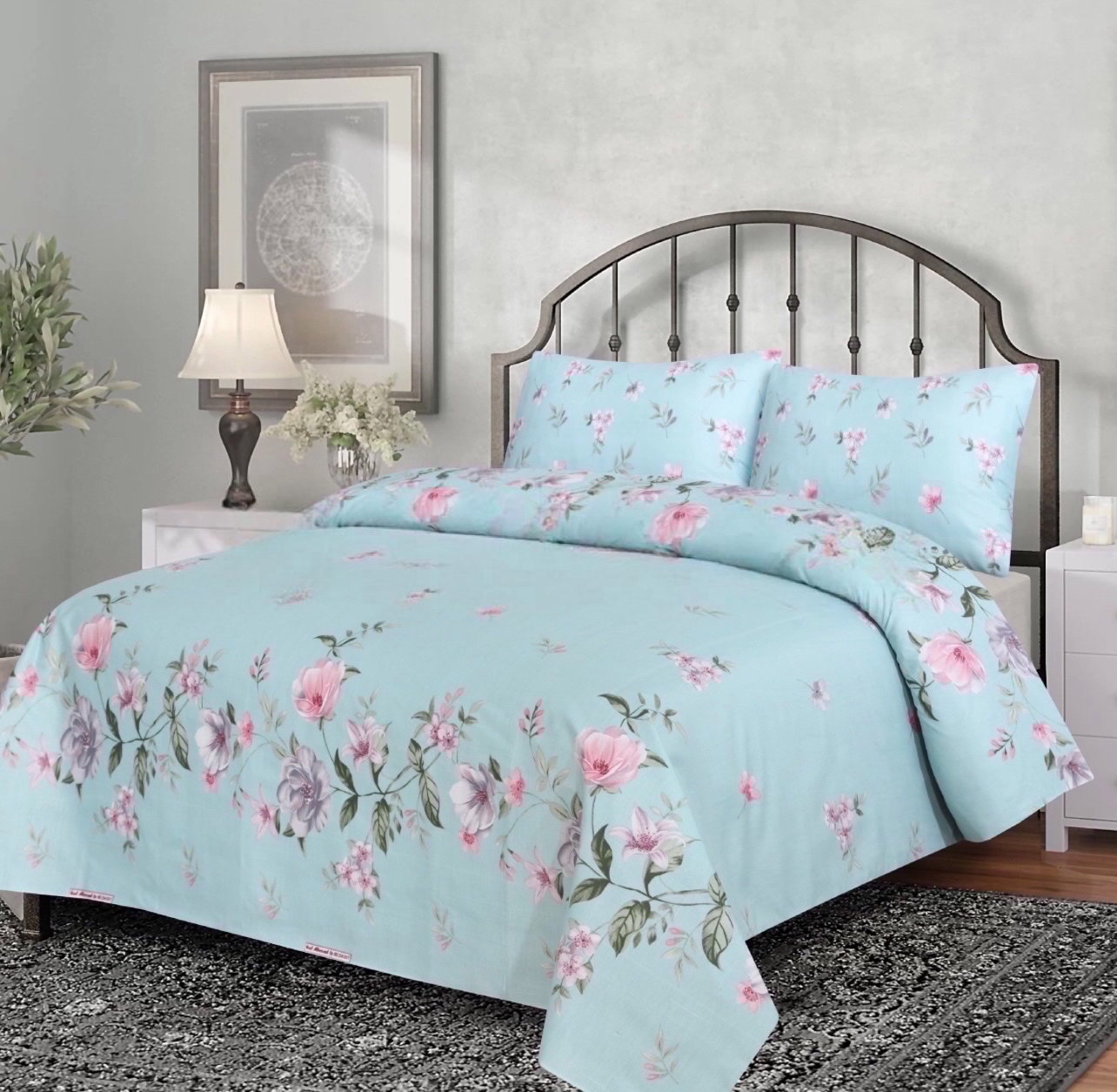 Serene Blossom cotton bedsheet