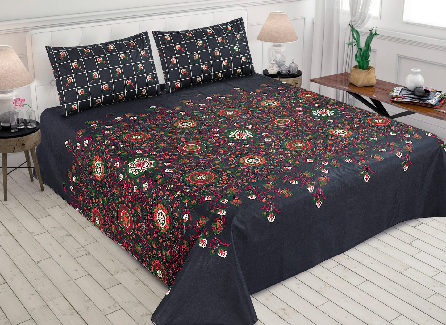 Vibrant Blossom cotton bedsheet