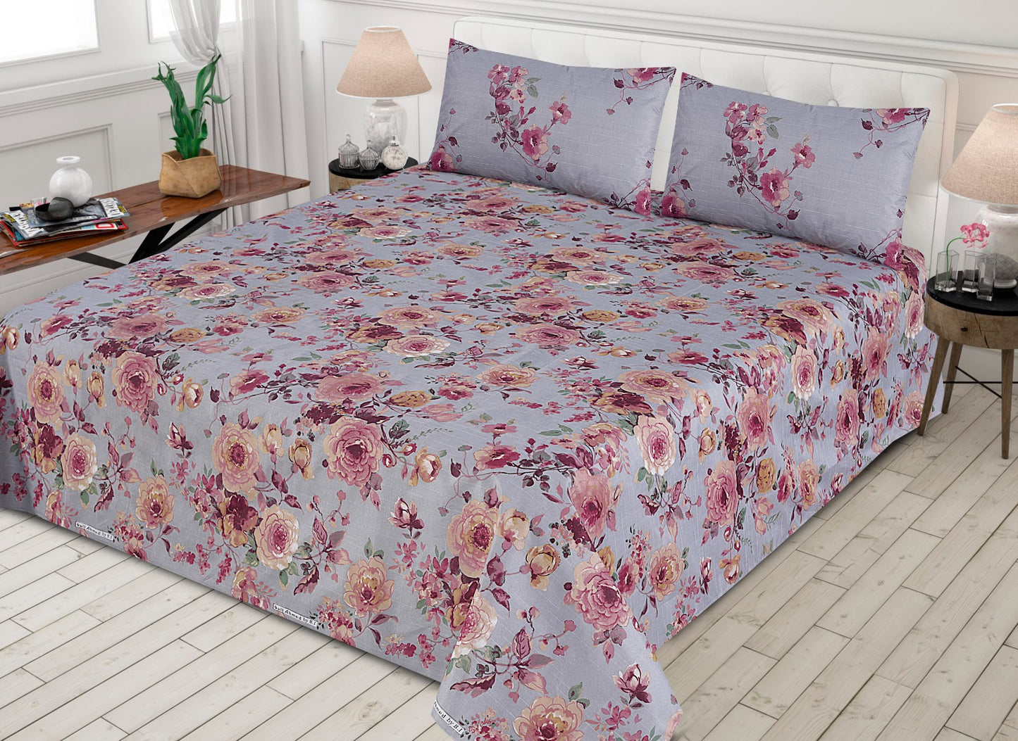 Crimson Blossom cotton bedsheet