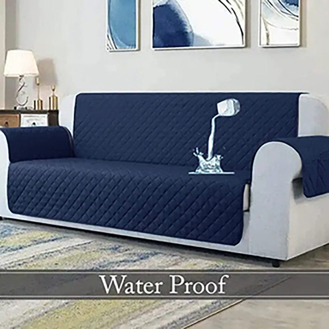 Navy Waterproof Quilted Sofa Cover