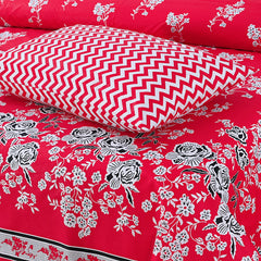 Floral Elegance Red cotton bedsheet