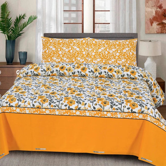 Golden Petal Cotton Bedsheet