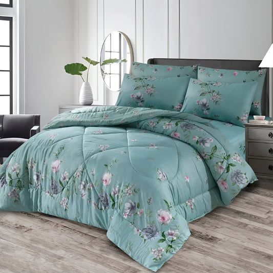 Luxurious Sky Blue King Comforter Set – 7-Piece Summer Collection